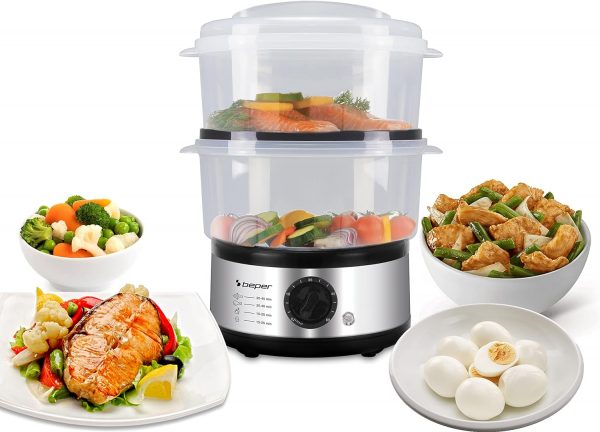 Vaporera eléctrica 5 litros color inox, marca Beper