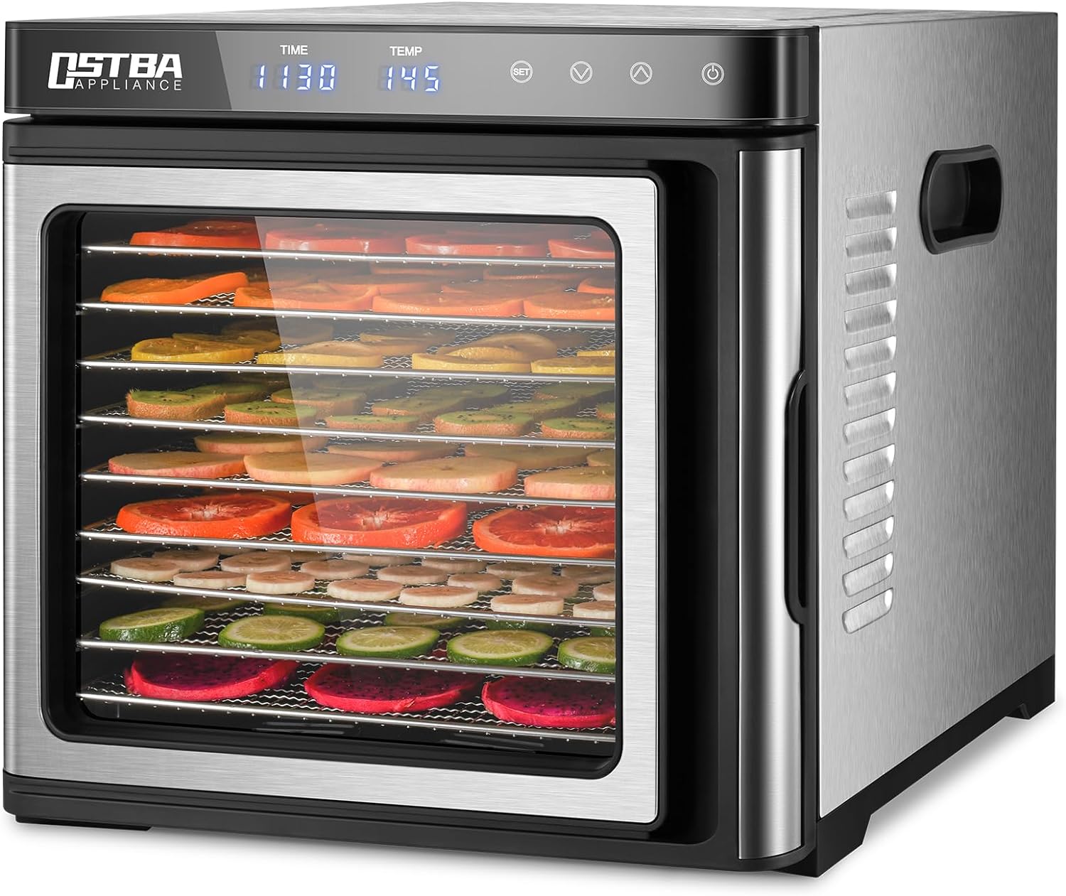 Deshidratador de alimentos de 12 bandejas con pantalla digital, todos los  ajustes de temperatura de la máquina de secado de frutas de acero