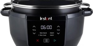 Arrocera Eléctrica Instant Olla de Cocción Lenta de estilo moderno, botones táctiles, tipo bol, con tapa de cristal.