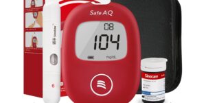 Medidor de Glucosa en Sangre, kit de Prueba de Diabetes Sinocare con 25 Tiras. Resultados Rápidos, Sin Codificación, Fácil de Usar,Safe AQ Smart (smart 25 kit)