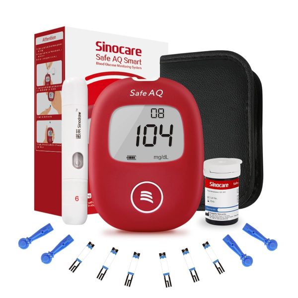 Medidor de Glucosa en Sangre, kit de Prueba de Diabetes Sinocare con 25 Tiras. Resultados Rápidos, Sin Codificación, Fácil de Usar,Safe AQ Smart (smart 25 kit)
