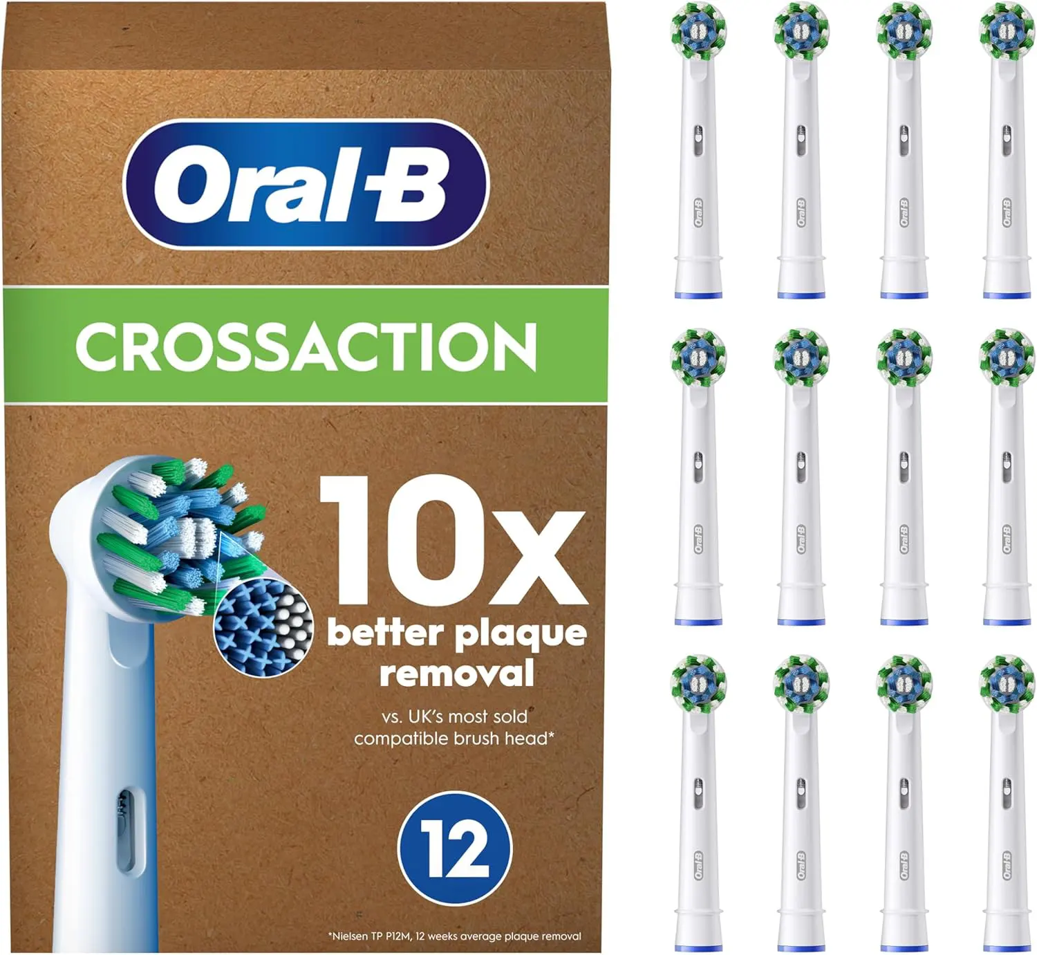 Oral-B Pro CrossAction Recambios para Cepillo de Dientes Eléctrico, Pack de 12 Cabezales