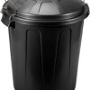 Cubo de basura negro con tapa