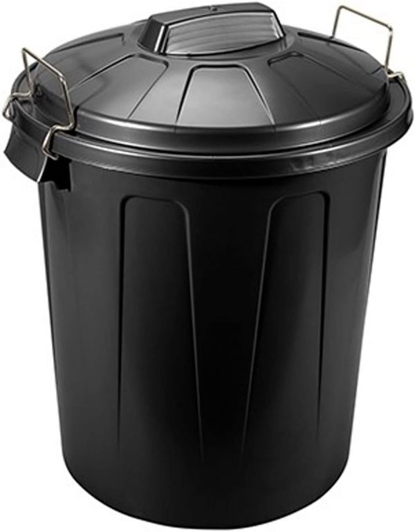 Cubo de basura negro con tapa