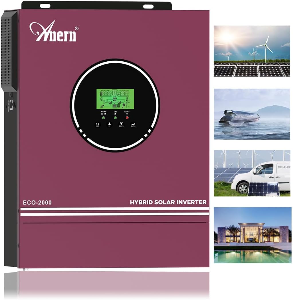 Anern 2KW Inversor Solar Híbrido 12V DC...