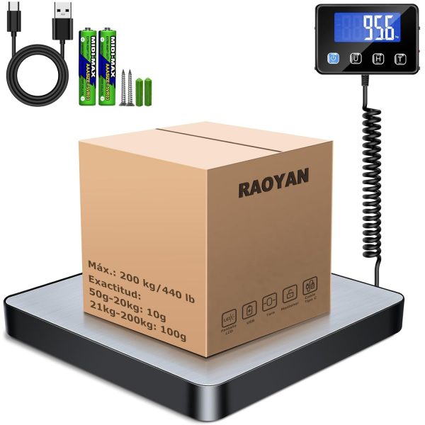 RAOYAN Bascula Industrial, 200 kg / 10...