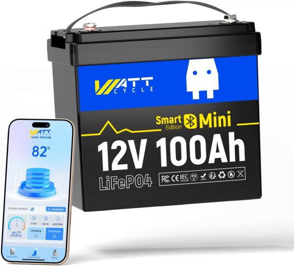 WattCycle 12V 100Ah Batería de Litio...