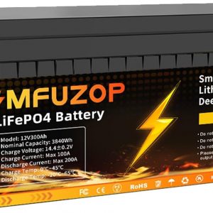 MFUZOP Batería Litio 12V 300Ah, BMS...