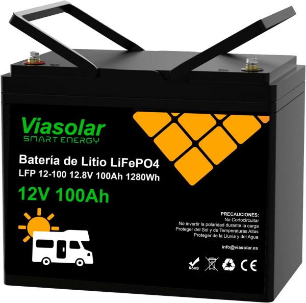 VIASOLAR Batería de Litio 100Ah 12V...
