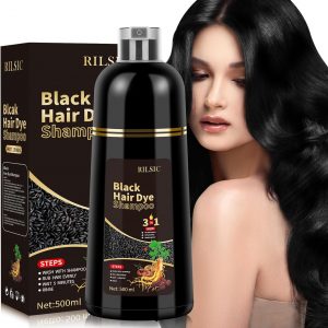 500ML Black Hair Dye Shampoo 3 en 1, Ch...