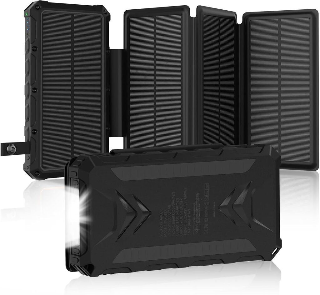 Banco de energía solar de 20000 mAh,...
