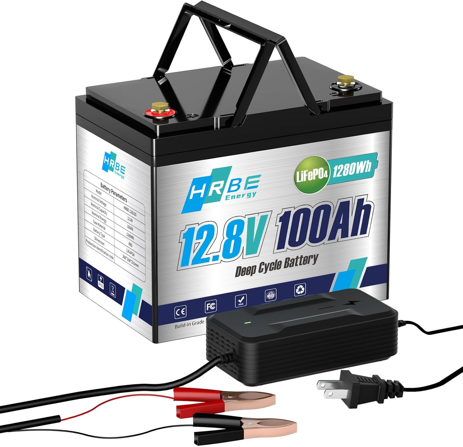 HRBEENERGY 12V 100AH LiFePO4 Batería,... HRBEENERGY 12V 100AH LiFePO4 Batería,...