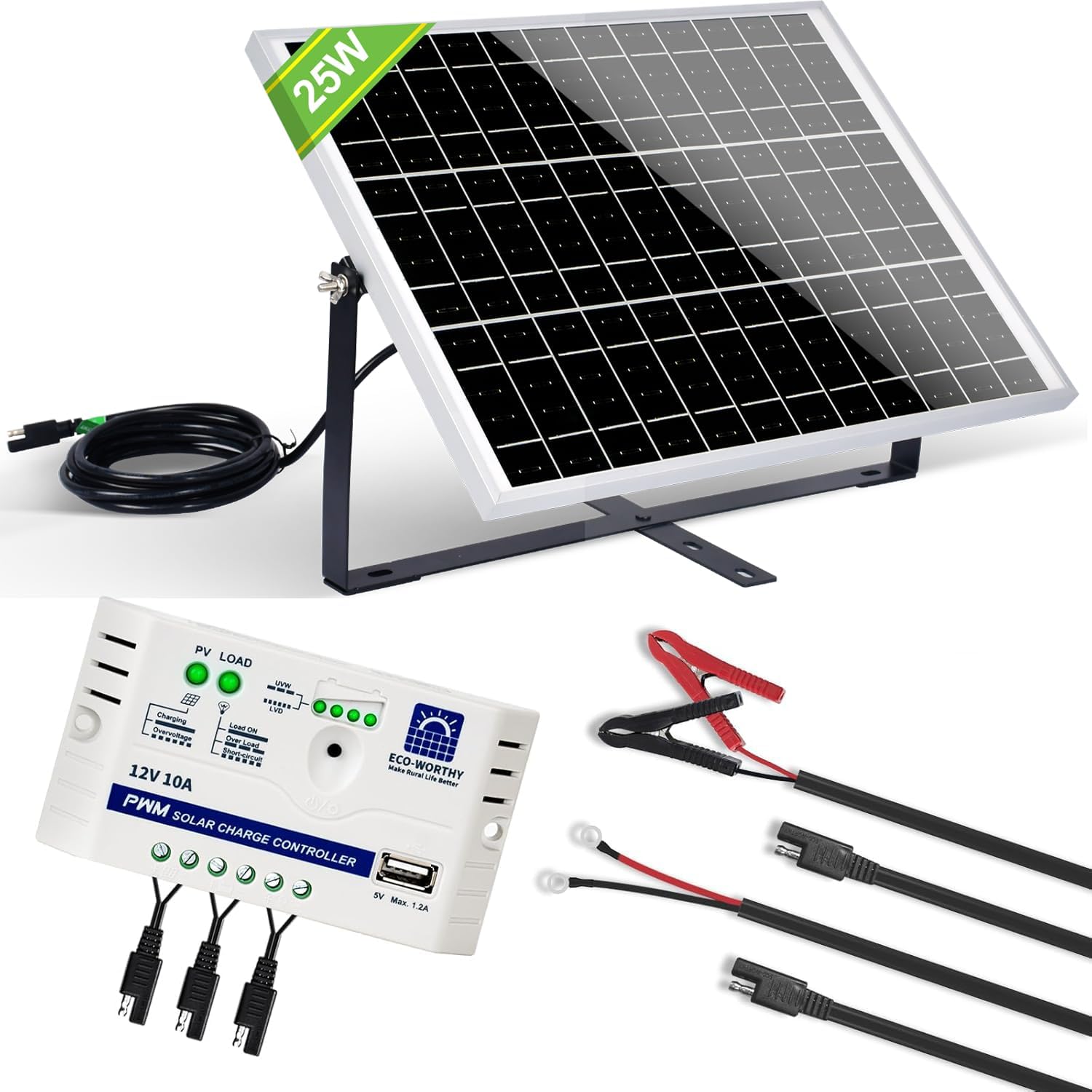 ECO-WORTHY Placa Solar 12V 25W Kit... ECO-WORTHY Placa Solar 12V 25W Kit...