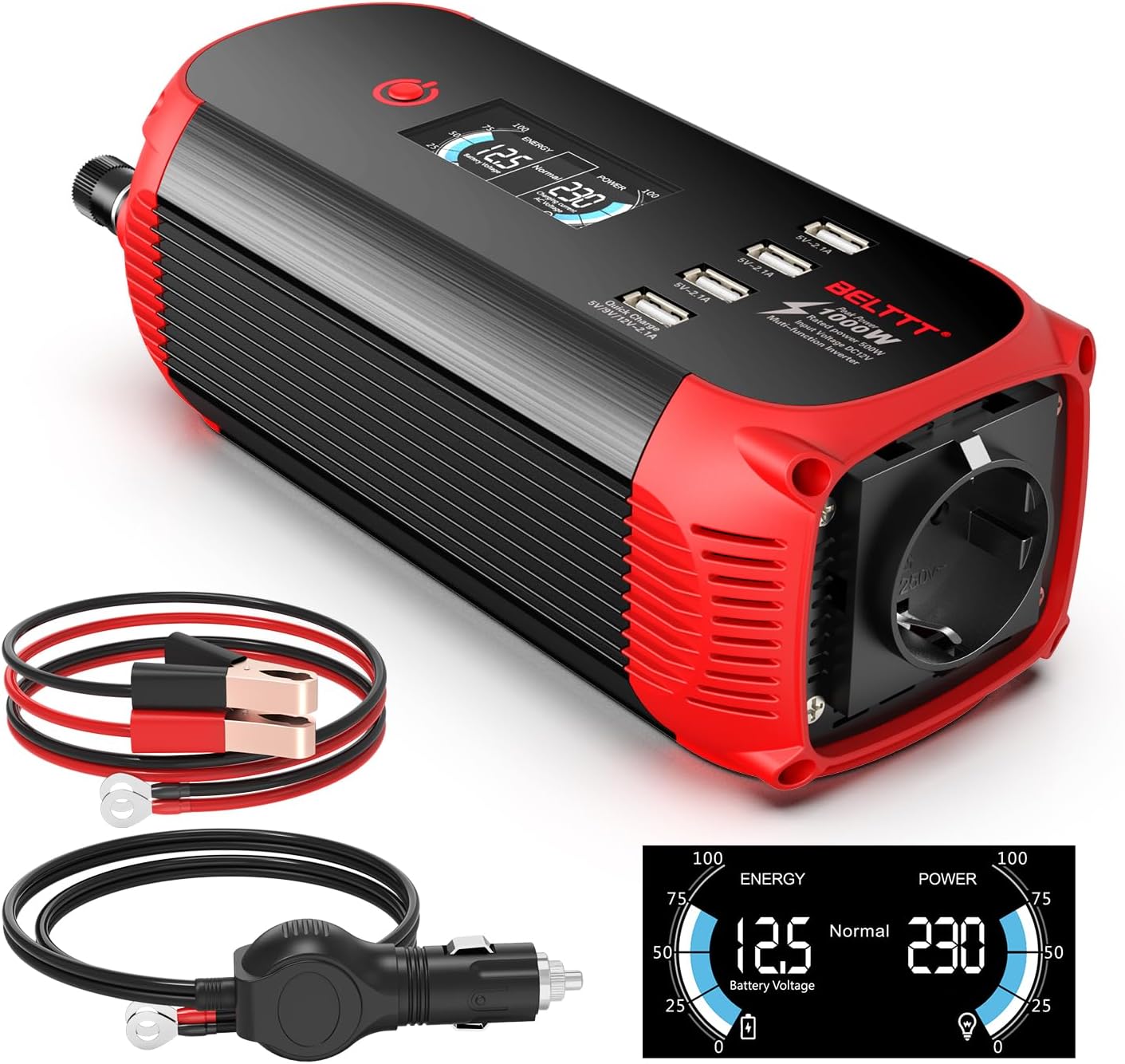 BELTTT 500W/1000W Inversor 12V 220V,...
