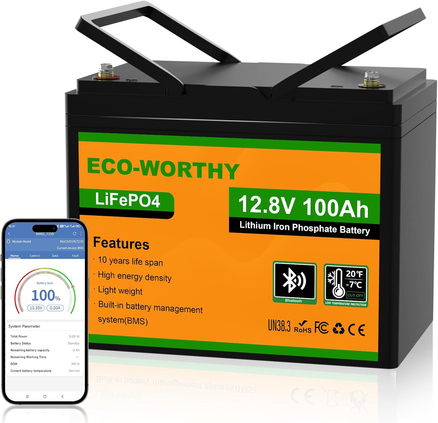 ECO-WORTHY - Batería de litio (12 V,... ECO-WORTHY - Batería de litio (12 V,...