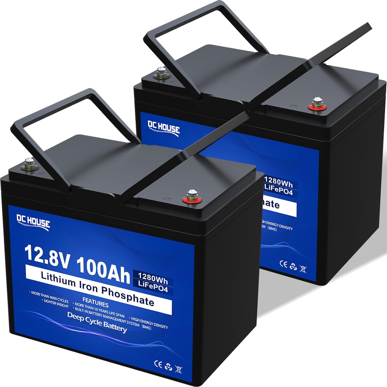 DCHOUSE Paquete de 2 baterías LiFePO4...