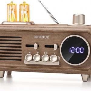 Radio Reloj FM Vintage con Altavoz...