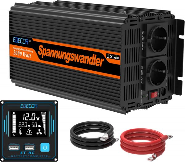 EDECOA Inversor 12v 220v 2000w...