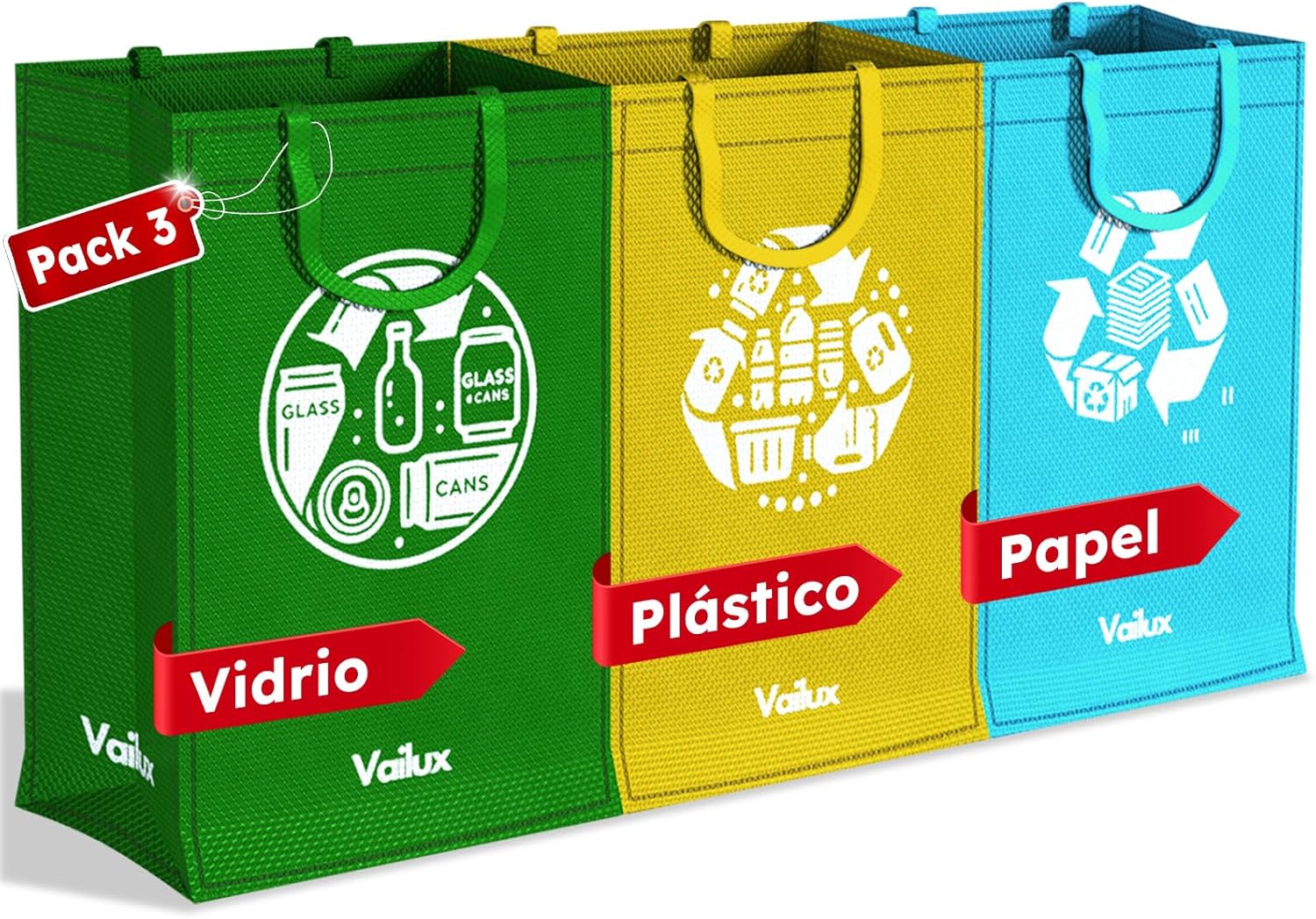 Vailux Cubos Reciclaje 3 Piezas