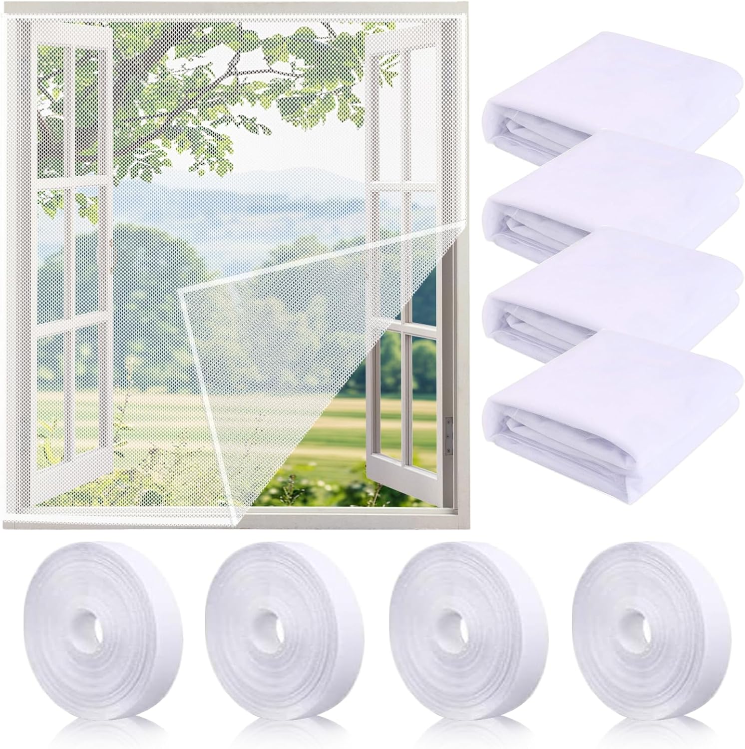 4 Piezas Mosquiteras de Ventanas Con 4...