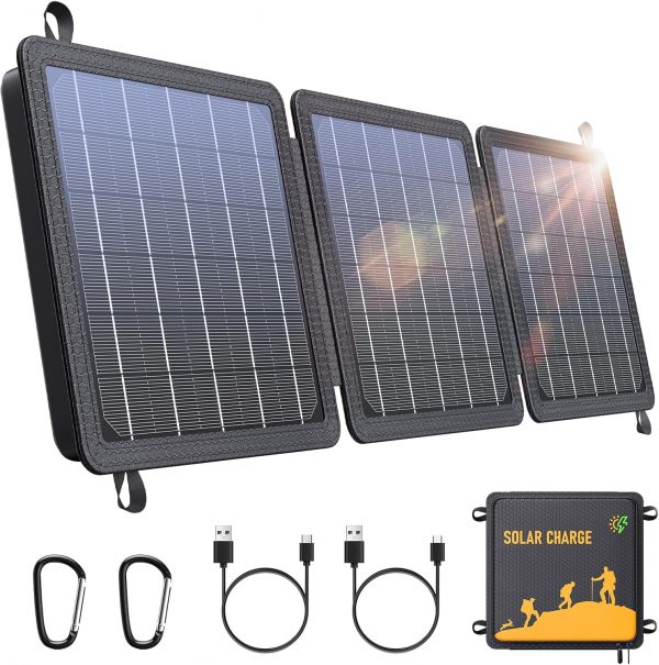 WASTDE Panel Solar Portatil 15W,...