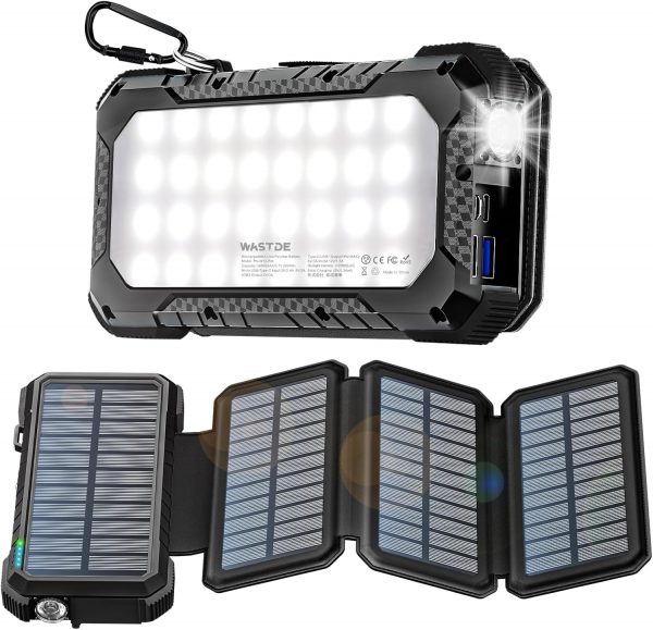 WASTDE Power Bank Solar 26800mAh con 4...