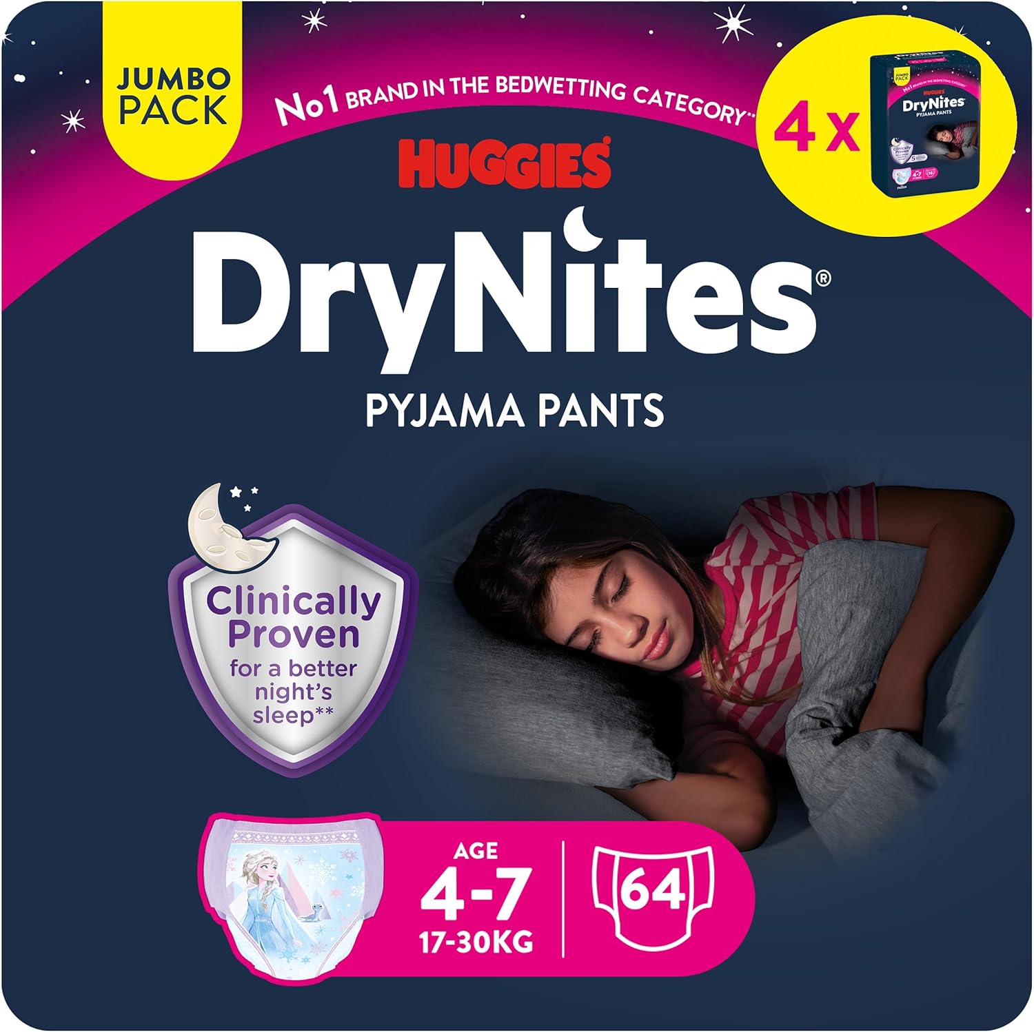 Huggies DryNites Pañales para Niña 4-7,...