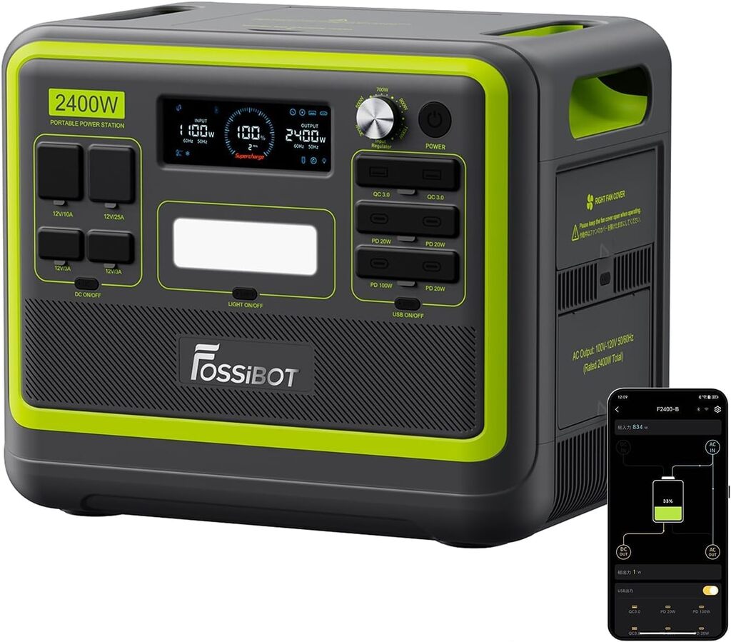 FOSSiBOT F2400 - Generador eléctrico solar portátil, 2400 W,...