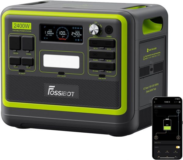 FOSSiBOT F2400 - Generador eléctrico solar portátil, 2400 W,...