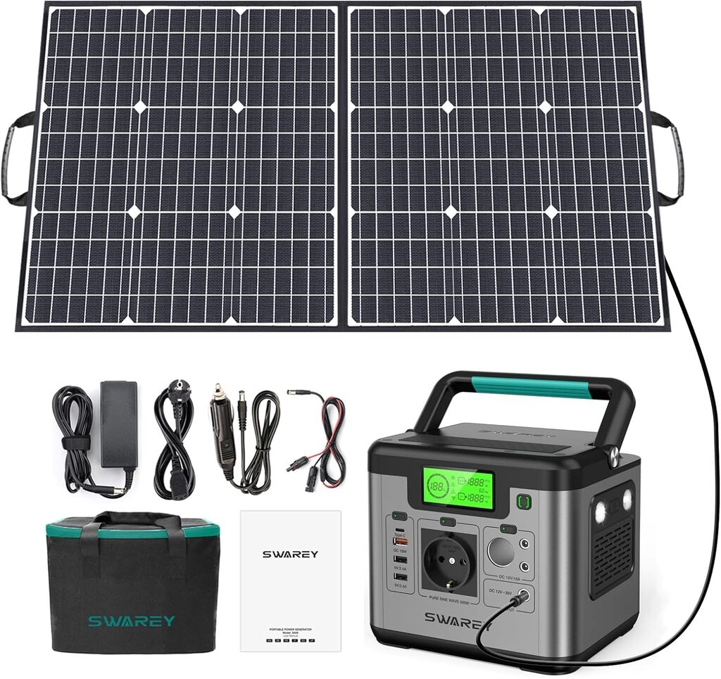 SWAREY Estación de Energía Portátil, 518Wh Generador Solar c...