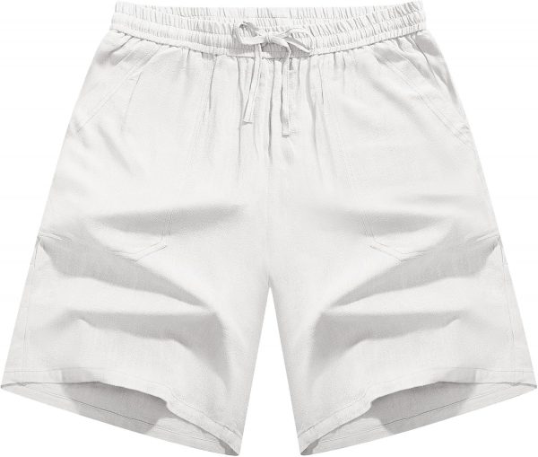 CMTOP Men's Linen Shorts Loose Casu