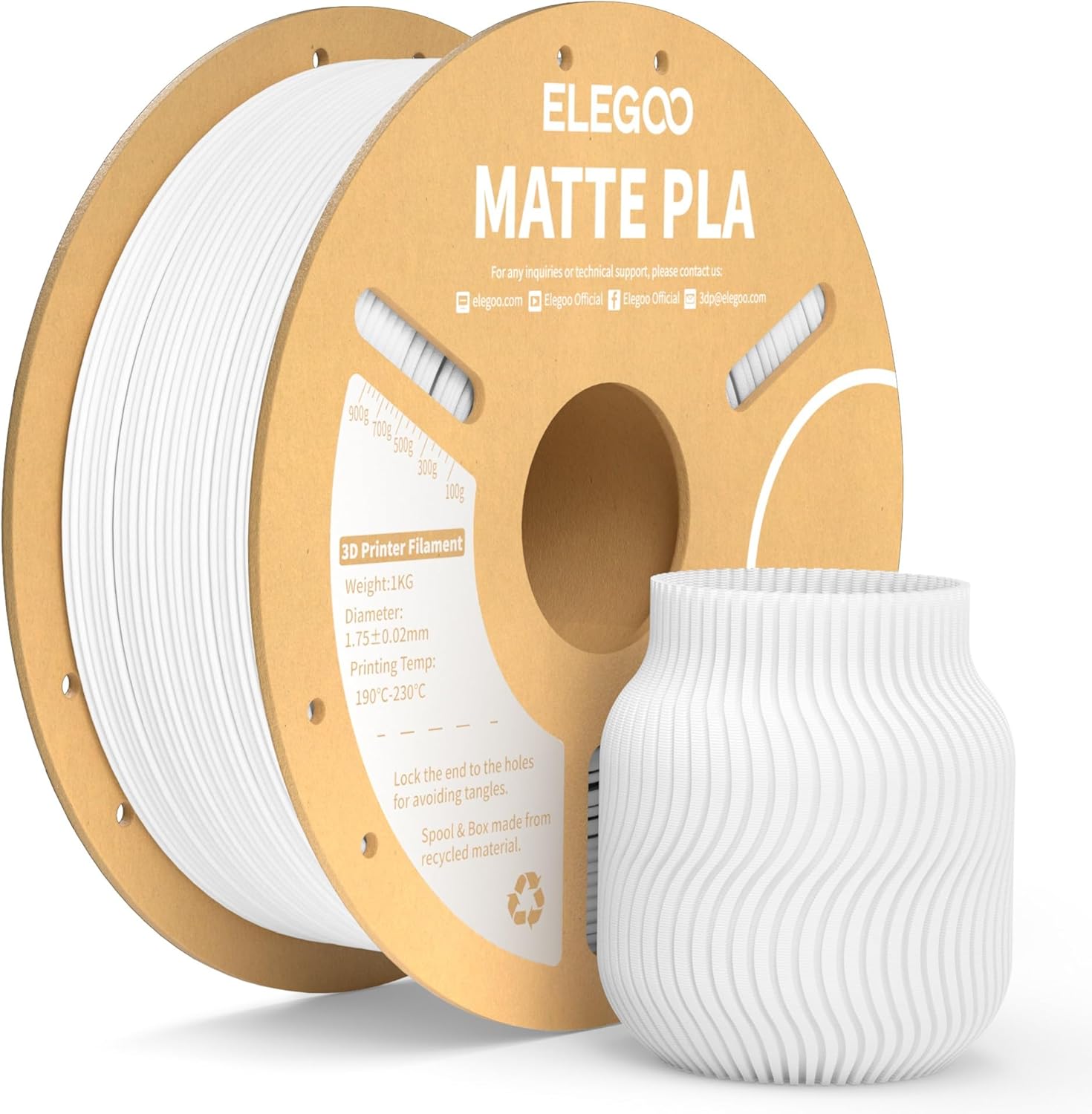 ELEGOO Filamento PLA MATE 175 1KG