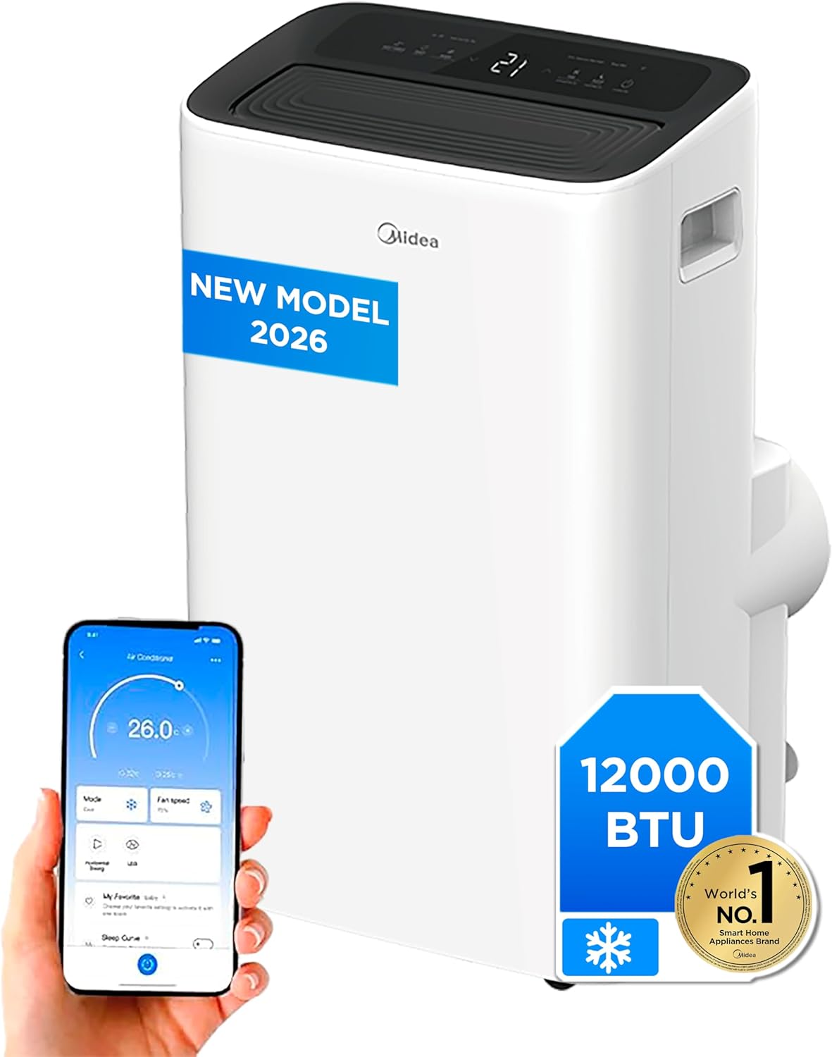 MIDEA Pingüino Aire Acondicionado Portátil 4 en 1 MIDEA Pingüino Aire Acondicionado Portátil 4 en 1, color blanco, con ruedas.