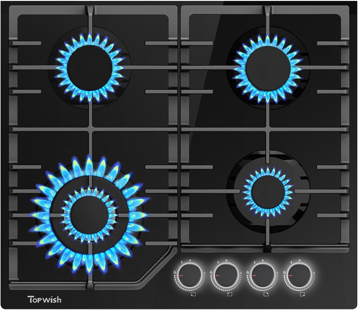 TOPWISH placa de gas 60cm, cocina TOPWISH placa gas 60cm cocina