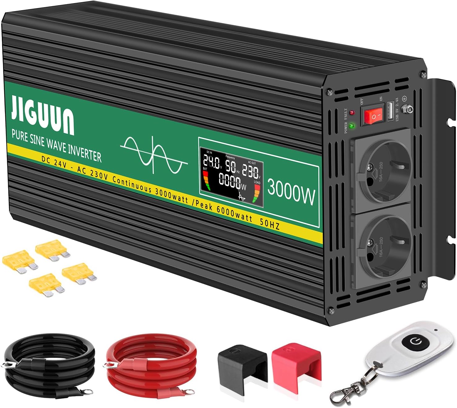JIGUUN 3000W Inversor 24V 220V Onda