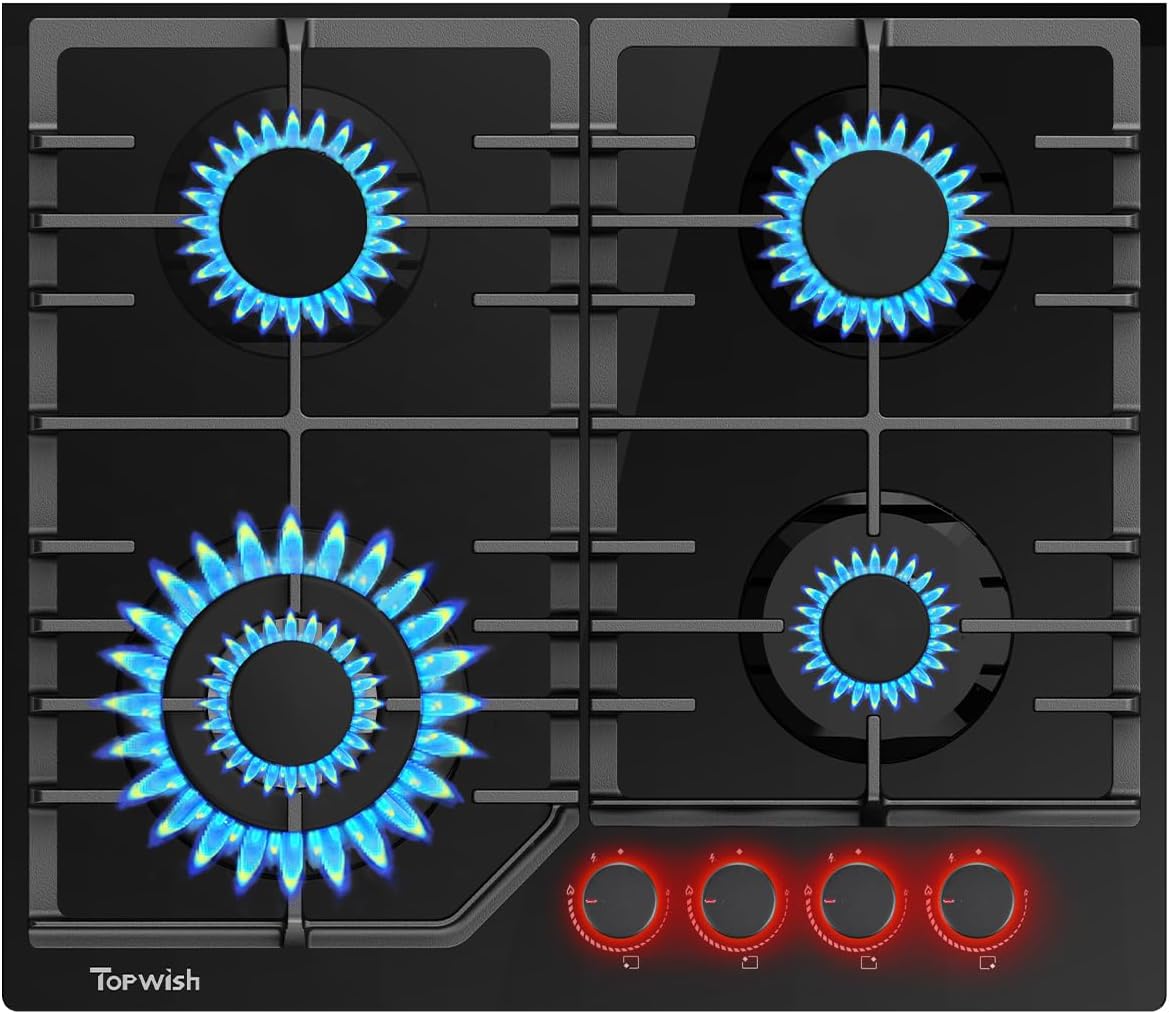 TOPWISH placa de gas 4 fuegos, TOPWISH placa gas 4 fuegos
