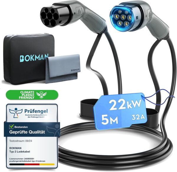 bokman EV Cable de Carga Tipo 2