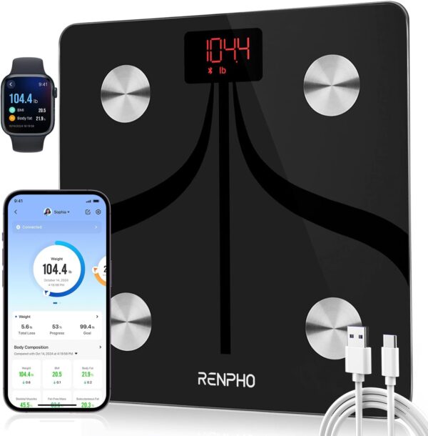RENPHO Bascula de Baño con App, Bascula de Baño con App RENPHO