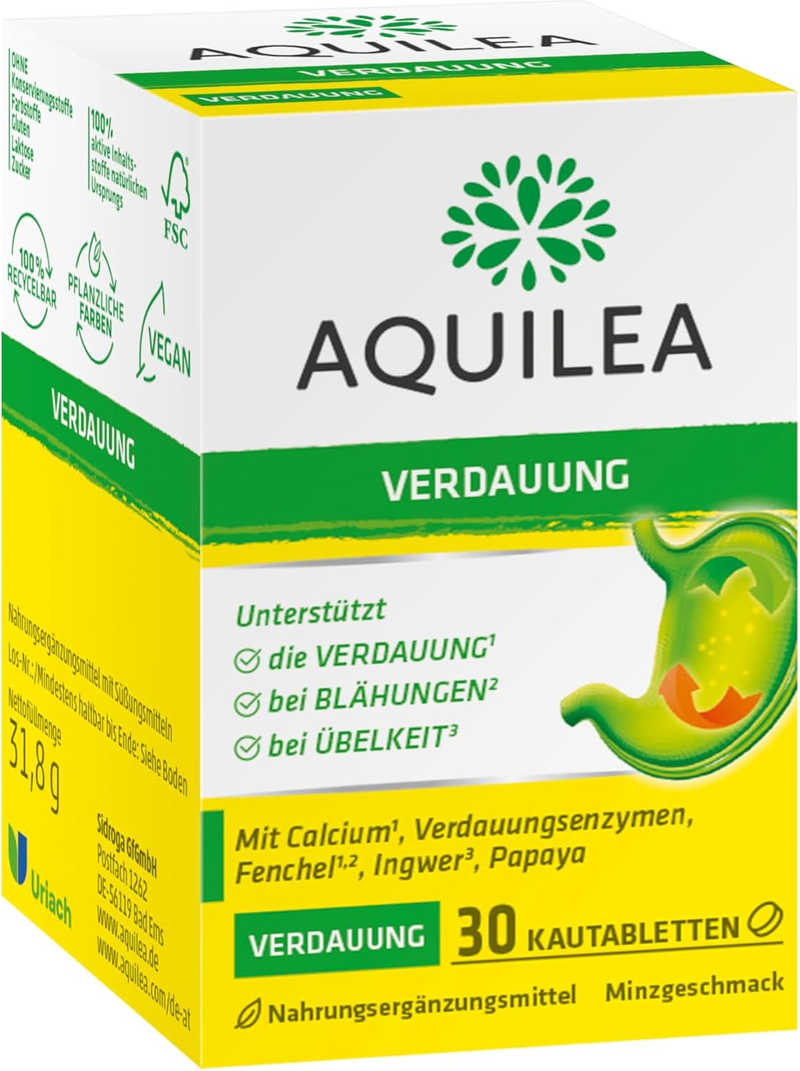 AQUILEA Digestive 30 Tablets Mint