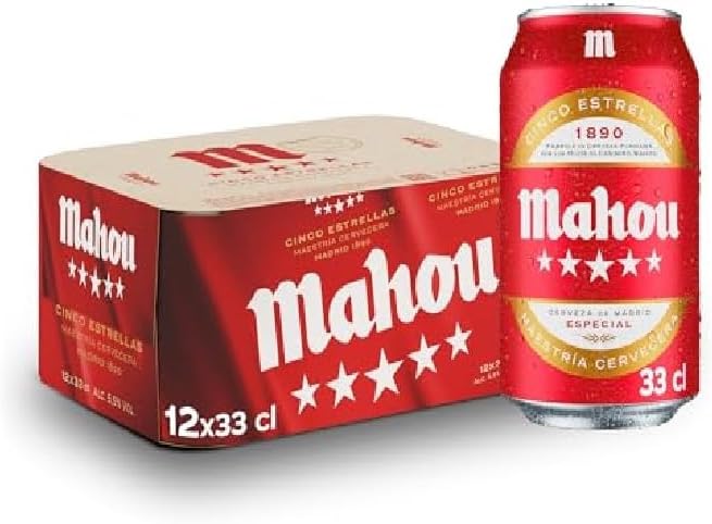 Mahou 5 Estrellas, Pack de 12 Latas x 33