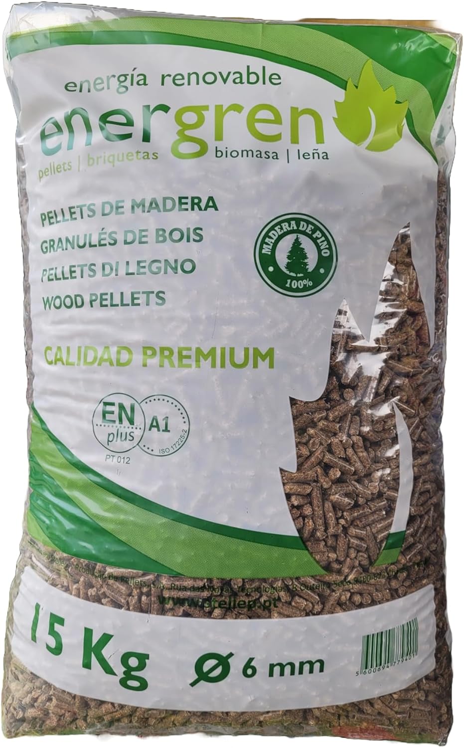 Wood pellet bag 15 kg ENplus