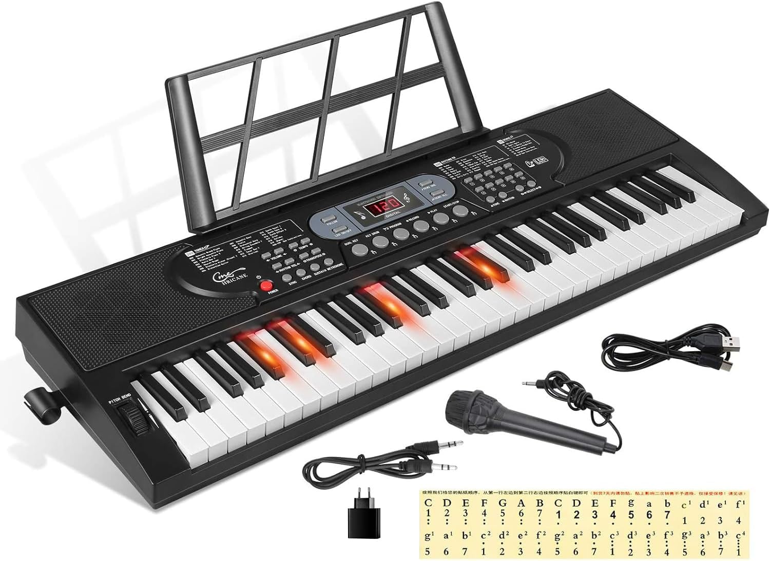 Teclado de piano Hricane de 61 teclas con