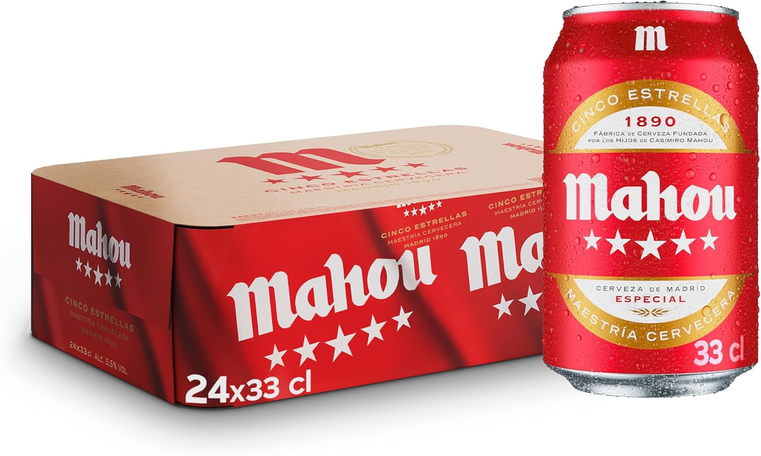 Mahou 5 Estrellas, Pack 24 Latas x 33