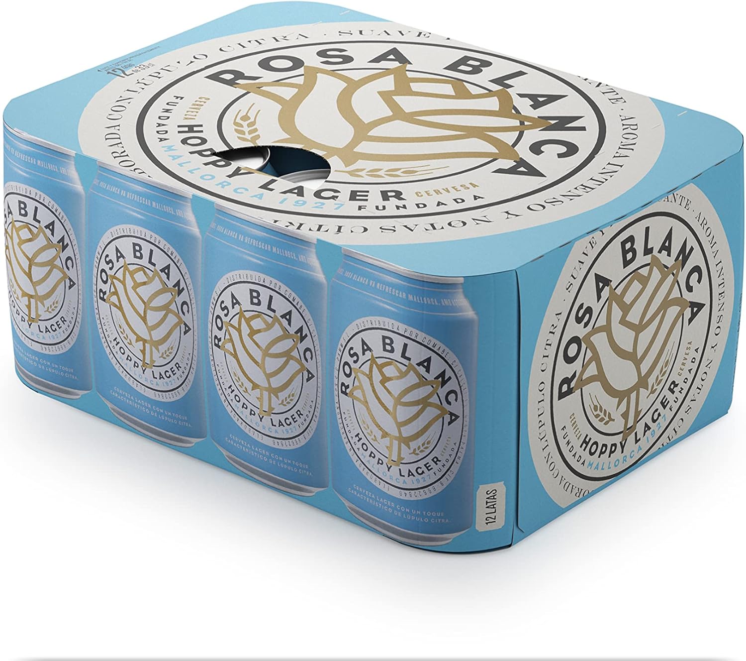 Rosa Blanca - Cerveza, paquete de 12 latas