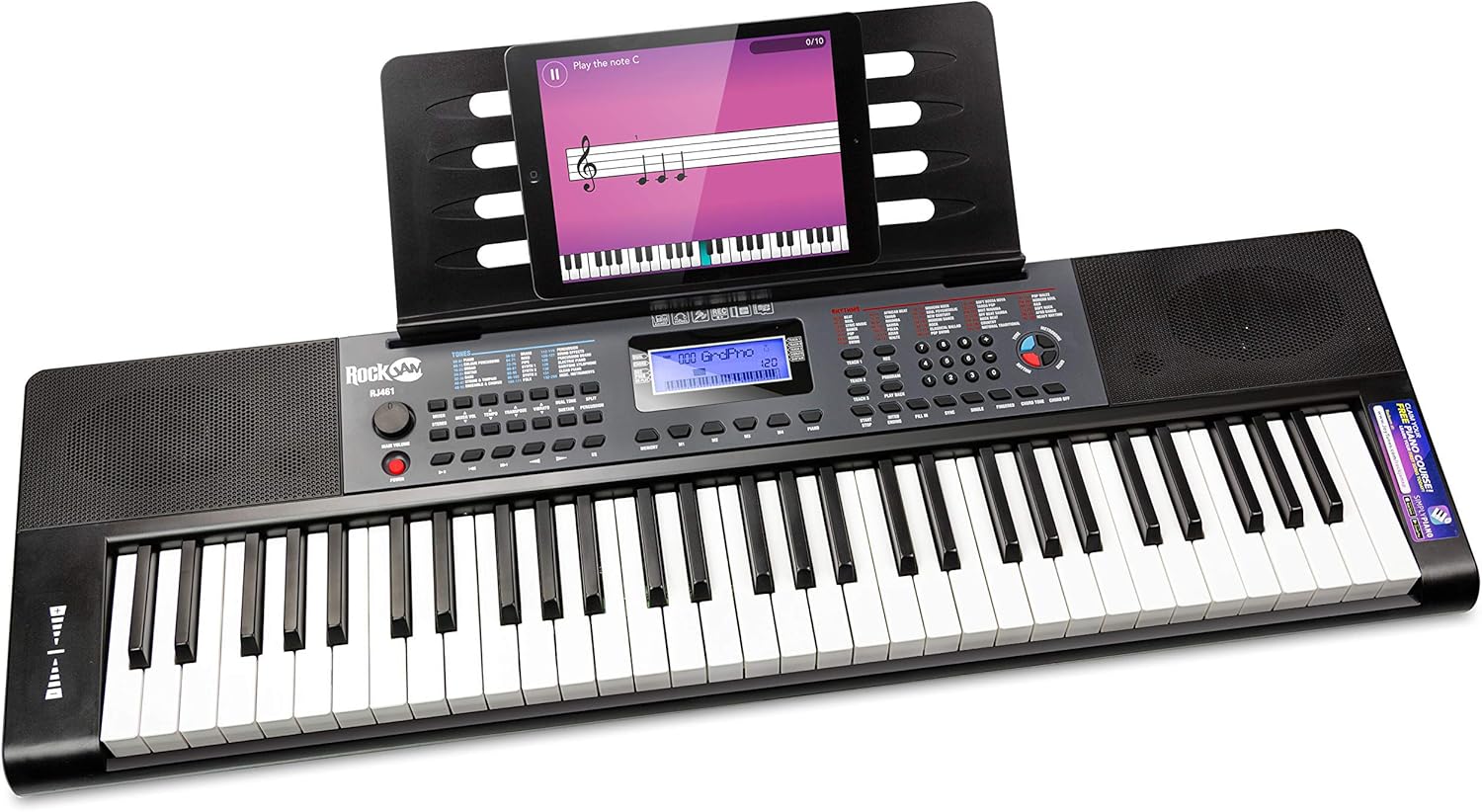Piano con teclado RockJam de 61 teclas con