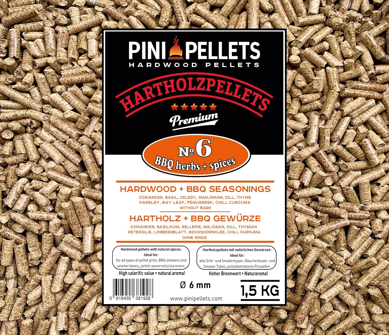 PINI Hardwood Pellets № 6 BBQ Herbs PINI Hardwood Pellets № 6 BBQ Herbs
