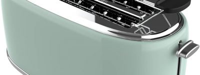 Tostadora cuatro rebanadas, rejilla superior para calentar, color verde Cecotec