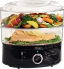 BELLA Vaporera de dos pisos con cestas apilables Vaporera eléctrica Bella dos alturas color negro.