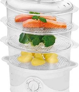 Clatronic Vapor DG Vaporera eléctrica clatronic tres alturas color blanco.