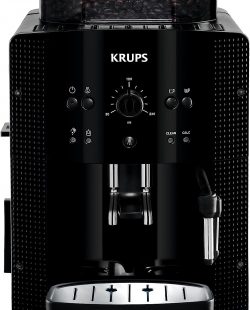 Cafetera superautomatica Krups Roma color negro y vapor.